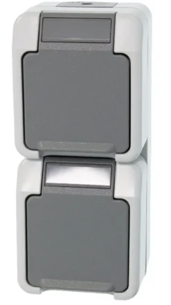 Schneider Electric Aquastar spatwaterdicht Stopcontact Dubbel RA verticaal Outlet