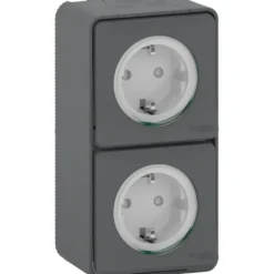 Schneider Electric Mureva Styl wandcontactdoos 2-voudig verticaal IP55 antraciet Outlet