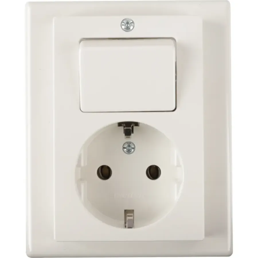Schneider Electric Schneider Merten System-M Geaard Stopcontact met Wisselschakelaar Polarwit Sale