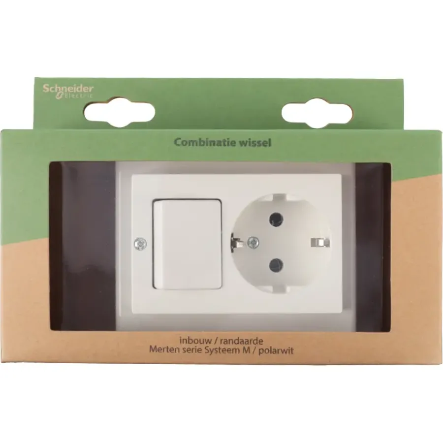 Schneider Electric Schneider Merten System-M Geaard Stopcontact met Wisselschakelaar Polarwit Sale