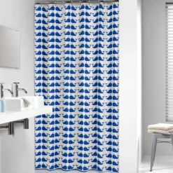 Sealskin douchegordijn whale 180x200cm blauw