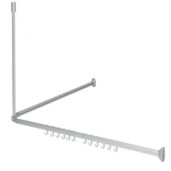 Sealskin Easy Roll douchegordijnstang mat aluminium 90x90 cm incl. haken en plafondsteun