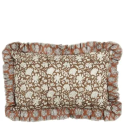 Sierkussen bloemen donker bruin - l55xb35xh10cm