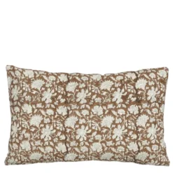 Sierkussen bloemen donker bruin - l55xb35xh10cm