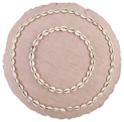 Sierkussen rond schelp l.roze - h10xd45cm