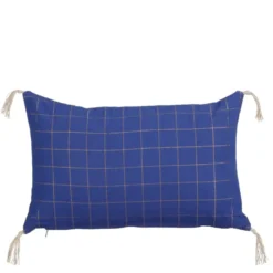 Sierkussen ruit blauw - l55xb35xh10cm