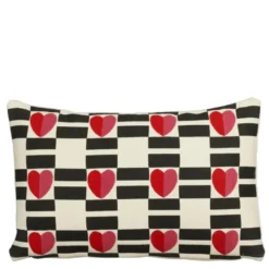 Sierkussen streep hart rood - l55xb35xh10cm
