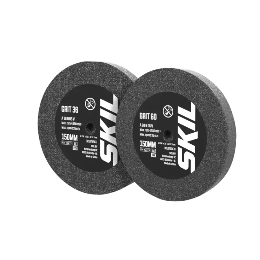 SKIL Slijpschijven 150mm (grit 36, grit 60) voor werkbankslijpmachine 2610S01192 voor o.a. model 1355 Sale