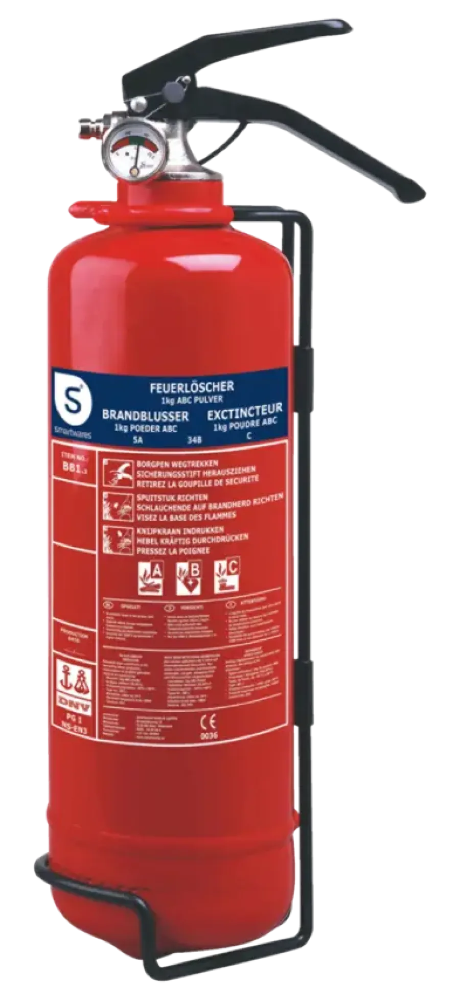 Smartwares Brandblusser BB1 Poeder 1 kg Brandklasse ABC Inclusief Ophangbeugel Hot