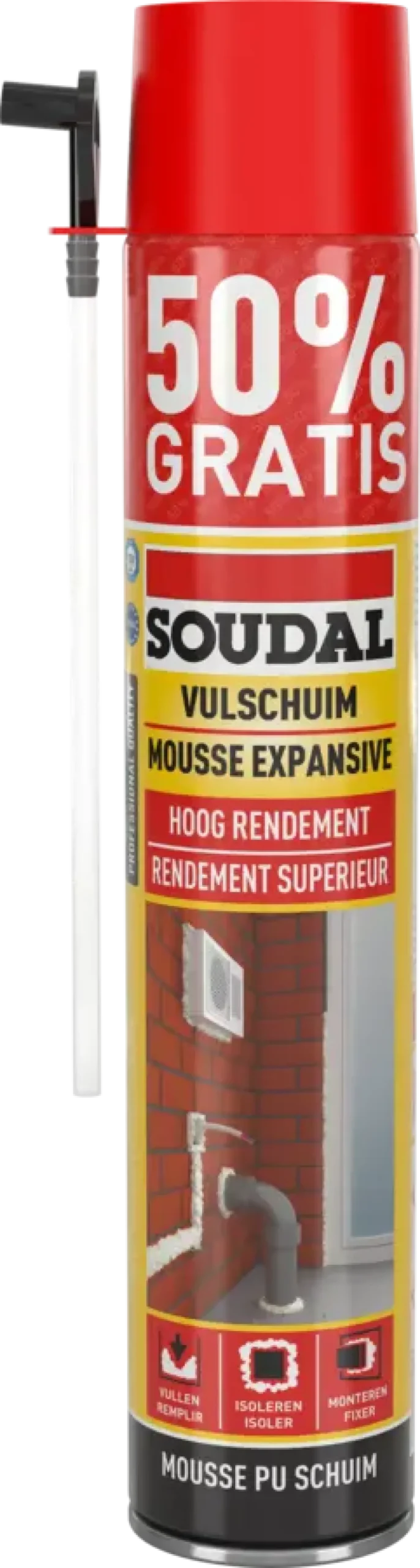 Soudal PU-schuim 750 ml (250 ml gratis) Outlet