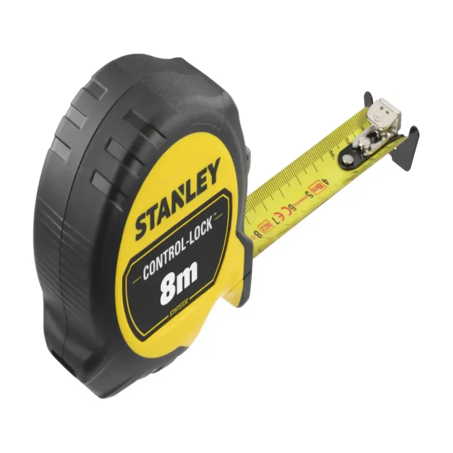 STANLEY rolbandmaat Control-Lock 8 meter Hot