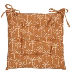 Stoelkussen tuin katoen palmbomen design oranje 40 x 40 x 5 cm
