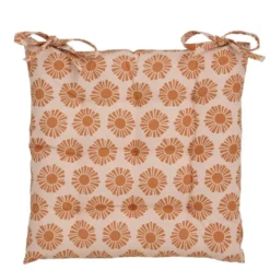 Stoelkussen tuin katoen zon design oranje 40 x 40 x 5 cm
