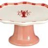 Taartschaal op voet kreeft rood - l29xb27,5xh11cm