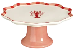 Taartschaal op voet kreeft rood - l29xb27,5xh11cm
