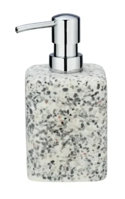 Terrazzo zeepdispenser Polyresin wit/beige/grijs 240 ml