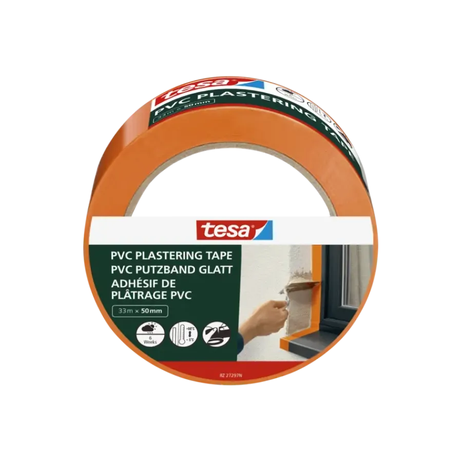 Tesa bepleisteringstape PVC oranje 50 mm x 33 m Outlet