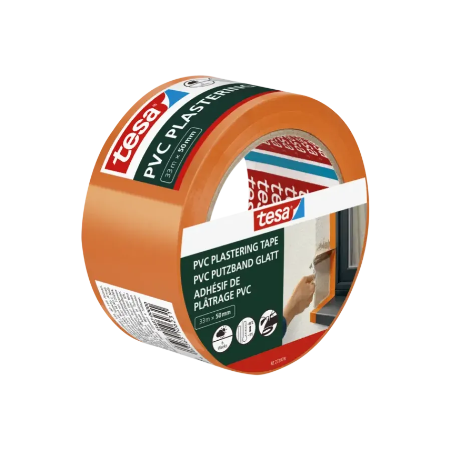 Tesa bepleisteringstape PVC oranje 50 mm x 33 m Outlet