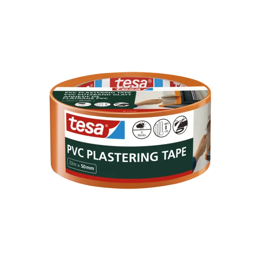 Tesa bepleisteringstape PVC oranje 50 mm x 33 m Outlet