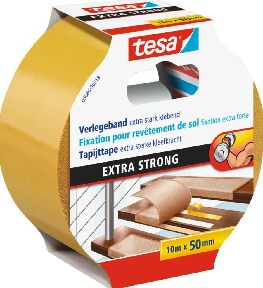 Tesa Extra Sterk tapijttape geel 10 m x 50 mm Hot