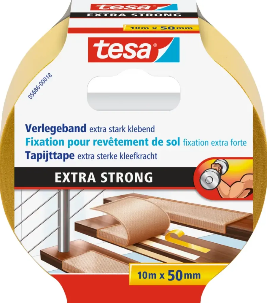 Tesa Extra Sterk tapijttape geel 10 m x 50 mm Hot