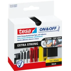 Tesa On&Off klittenband zwart 50 mm / 1 m Hot