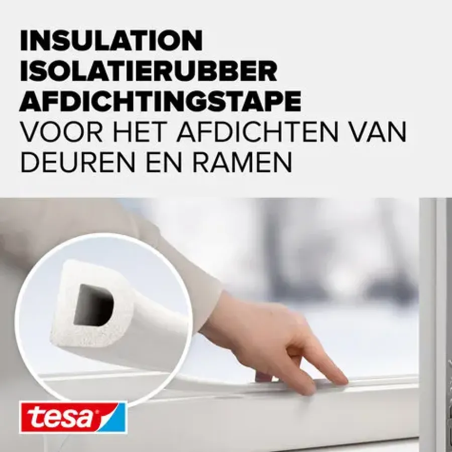 Tesa Tochtband D-profiel zelfklevend wit 6m New