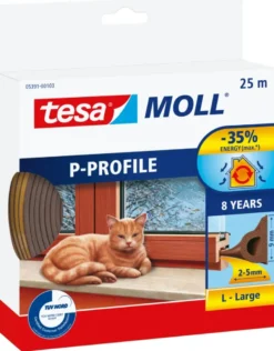 Tesa Tochtband P-profiel zelfklevend bruin 25m New