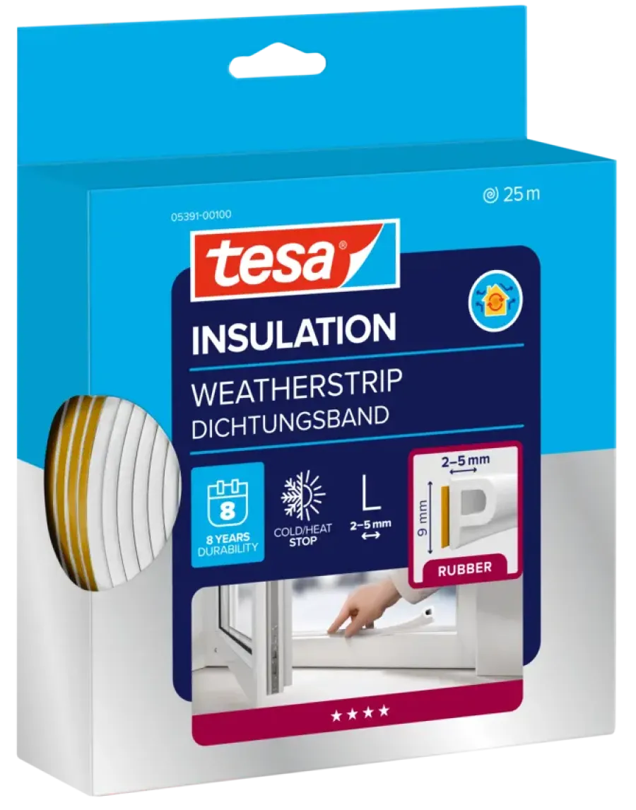 Tesa Tochtband P-profiel zelfklevend wit 25m New