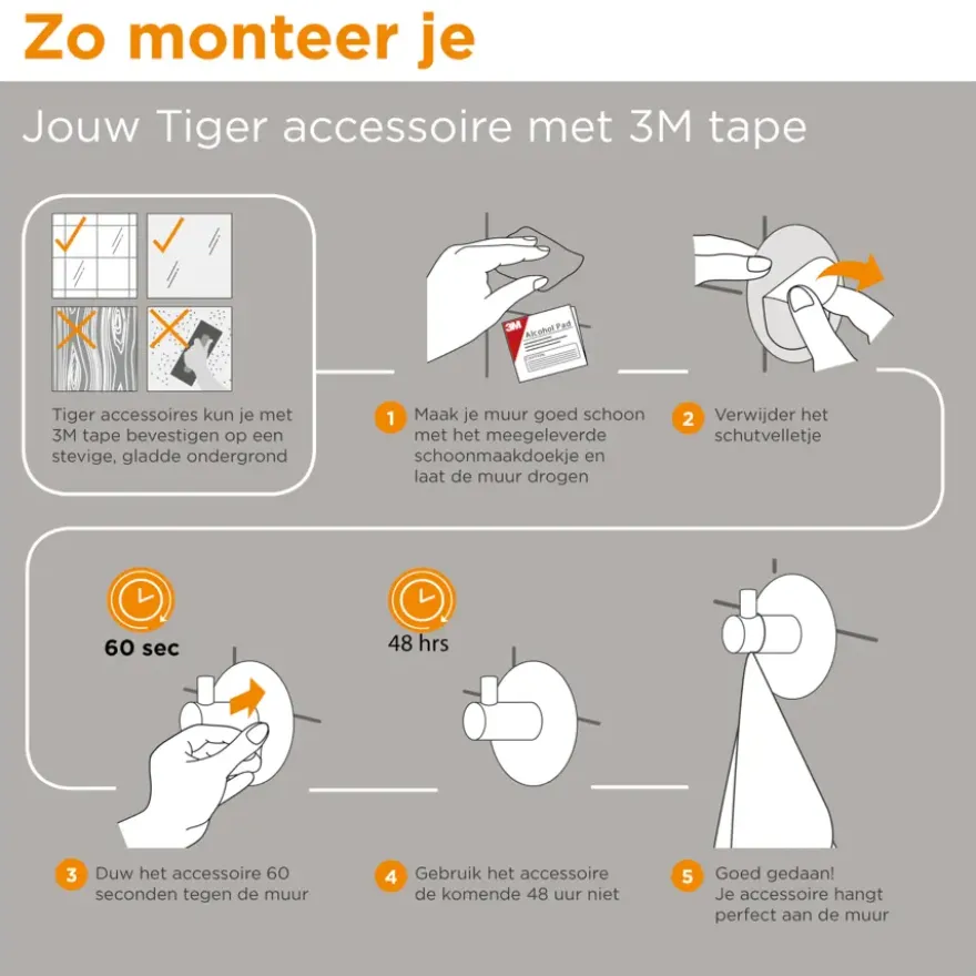Tiger dubbele keuken- en handdoekhaak mat zwart