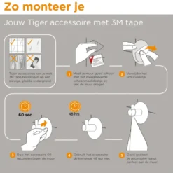 Tiger handdoekhaak set van 2 mat zwart