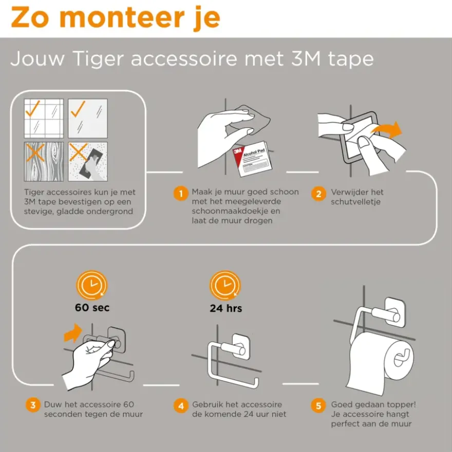 Tiger handdoekrek Colar 60 cm Zwart