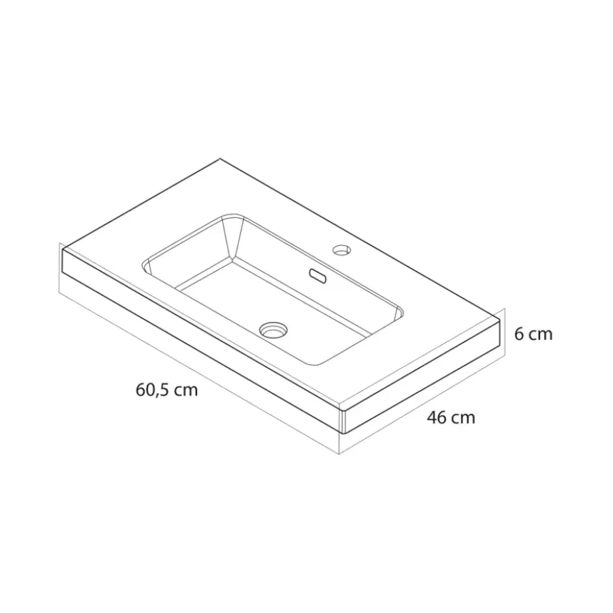 Tiger opbouw wastafel T-line Quadro mat wit polybeton 60 cm