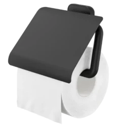 Tiger toiletrolhouder Carv met klep Zwart