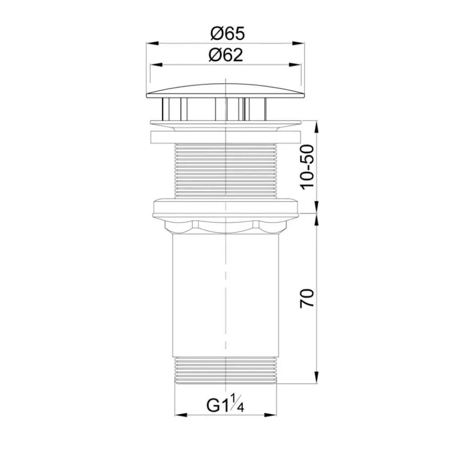 Tiger verlengde lavabo plug 1/4" van 30 tot 55 mm chroom Hot