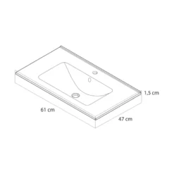 Tiger wastafel T-line Quadro mat wit keramiek 61 cm