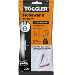 Toggler hollewandplug TA20 3-6 mm 20 stuks