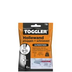 Toggler hollewandplug TB6 9-13 mm met schroeven 6 stuks