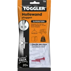 Toggler hollewandplug TB20 9-13 mm 20 stuks