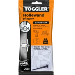 Toggler hollewandplug TD20 23-26 mm 20 stuks