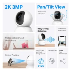 Tapo TP-Link TC71 beveiligingscamera voor binnen 2K 3MP bedraad Pan/Tilt