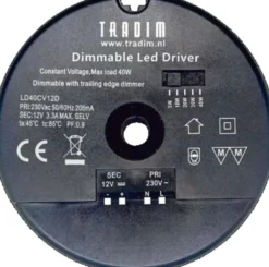 Tradim 12V Dimbare Led Driver Rond 40W Clearance