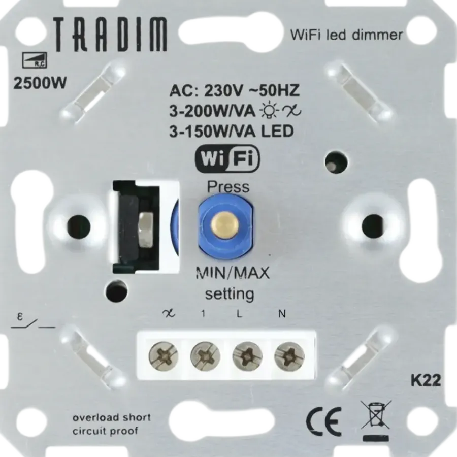Tradim Wifi muurdimmer 3-200W/VA Outlet