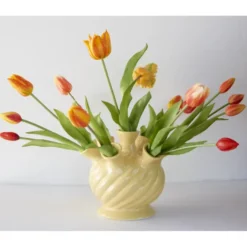 Tulpenvaas porselein geel 19,5cm