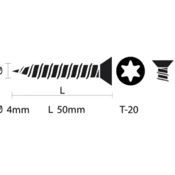 Unischroef 4x50mm torx pk rvs 500st