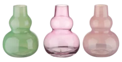Vaas glas groen roze paars 13x13x17,5cm