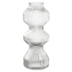 Vaas glas ribbed - h40xd16cm