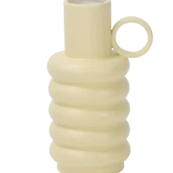 Vaas keramiek geribbeld geel 18 cm