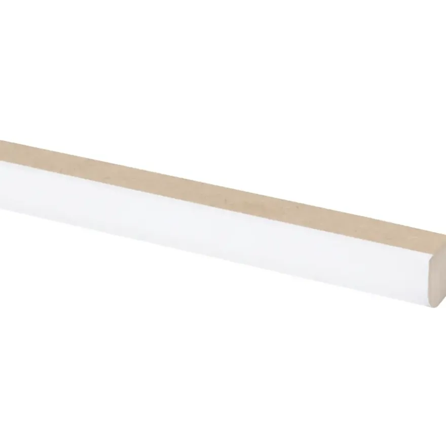 Vensterbanklat rond MDF wit gegrond 25x28 mm lengte 260 cm