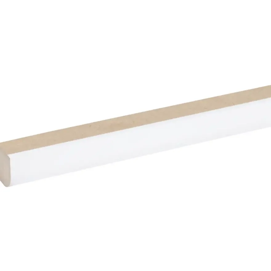 Vensterbanklat rond MDF wit gegrond 25x28 mm lengte 260 cm